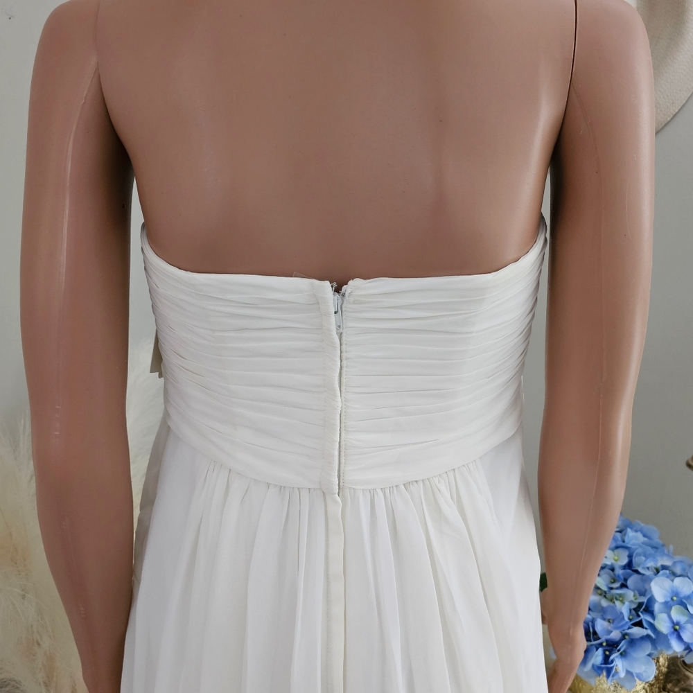 Goddess Off White David's Bridal Strapless Ruched Bride Formal Gown Dress - Picture 5 of 10